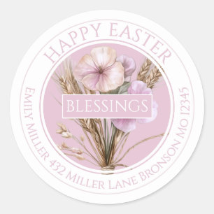Elegant Easter Floral Design  Classic Round Sticker