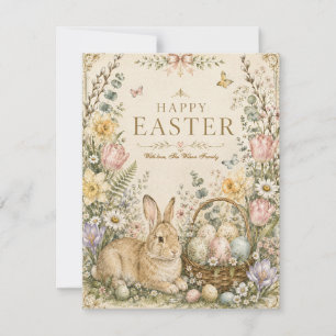 Elegant Easter Greeting,Blue White Porcelain style RSVP Card