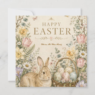 Elegant Easter Greeting,Blue White Porcelain style Save The Date