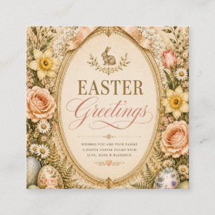Elegant Easter Greeting ,Vintage Botanical style Enclosure Card