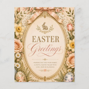 Elegant Easter Greeting ,Vintage Botanical style Flyer