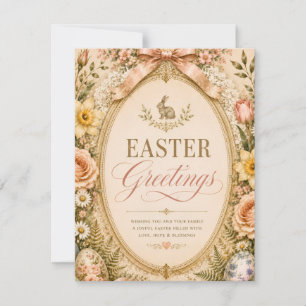 Elegant Easter Greeting ,Vintage Botanical style RSVP Card