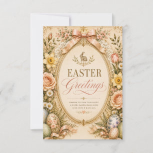 Elegant Easter Greeting ,Vintage Botanical style Thank You Card