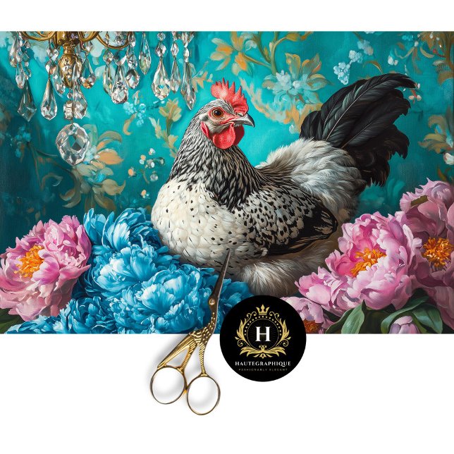 Elegant Easter Hen Peonies Chandelier Decoupage Tissue Paper (Creator Uploaded)