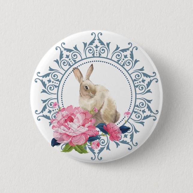 Elegant Easter Rabbit design 6 Cm Round Badge (Front)