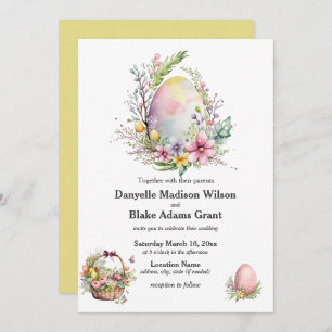 Elegant Easter Theme Spring Watercolor Wedding Invitation