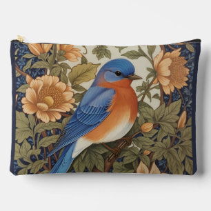 Elegant Eastern Bluebird William Morris Inspired Accessory Pouch