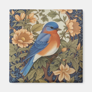 Elegant Eastern Bluebird William Morris Inspired Magnet