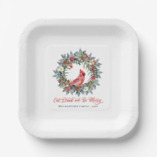 Elegant Eat Drink and be Merry Christmas Party Paper Plate
