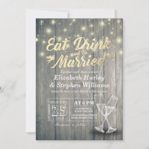 Elegant EAT Drink & Be Married Wedding Invitations