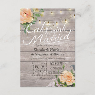 Elegant EAT Drink & Be Married Wedding Invitations