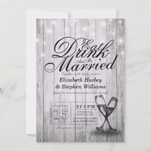 Elegant EAT Drink & Be Married Wedding Invitations