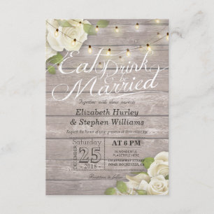 Elegant EAT Drink & Be Married Wedding Invitations