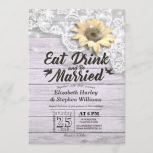 Elegant EAT Drink & Be Married Wedding Invitations