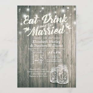 Elegant EAT Drink & Be Married Wedding Invitations