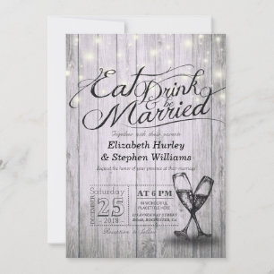Elegant EAT Drink & Be Married Wedding Invitations