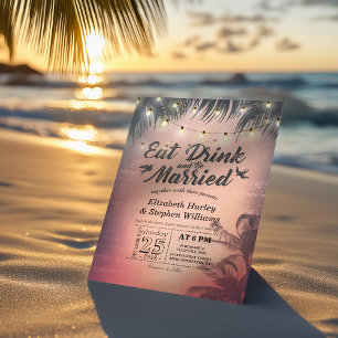 Elegant EAT Drink & Be Married Wedding Invitations