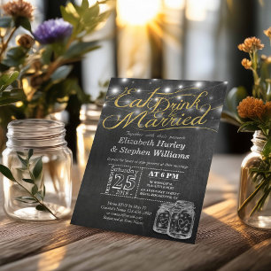 Elegant EAT Drink & Be Married Wedding Invitations