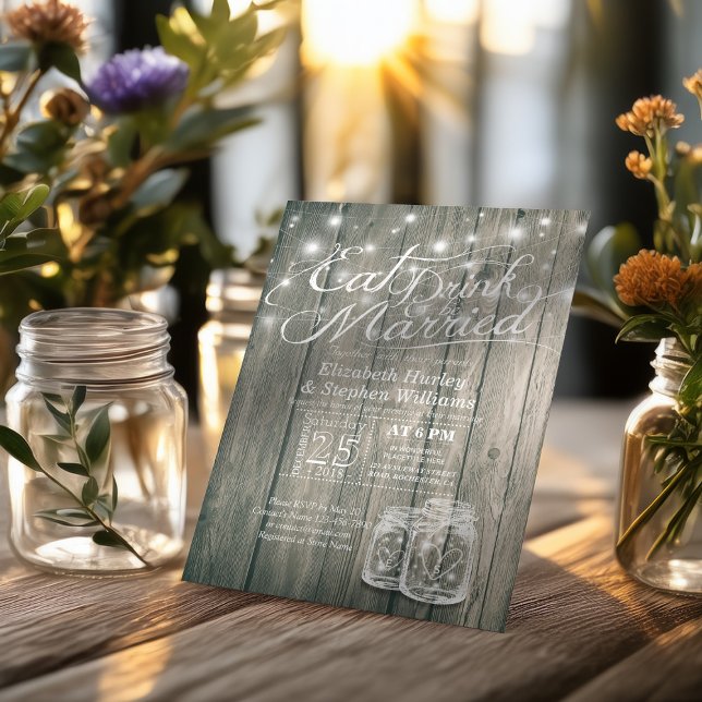 Elegant EAT Drink & Be Married Wedding Invitations (Creator Uploaded)