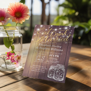 Elegant EAT Drink & Be Married Wedding Invitations
