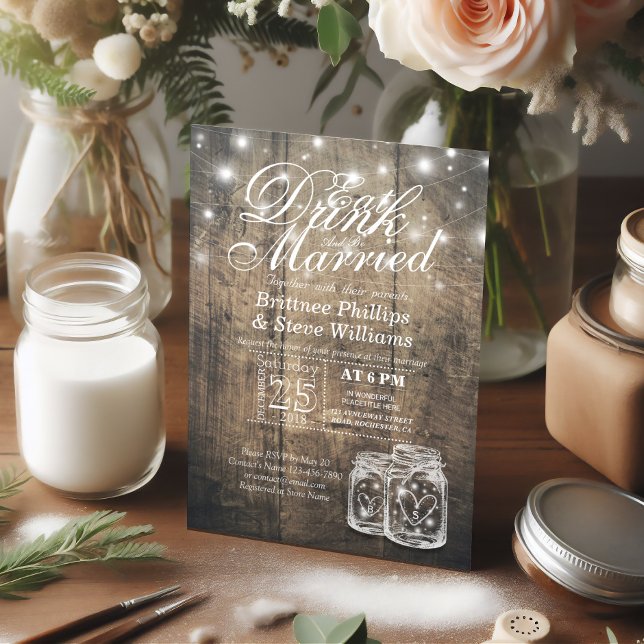 Elegant EAT Drink & Be Married Wedding Invitations (Creator Uploaded)