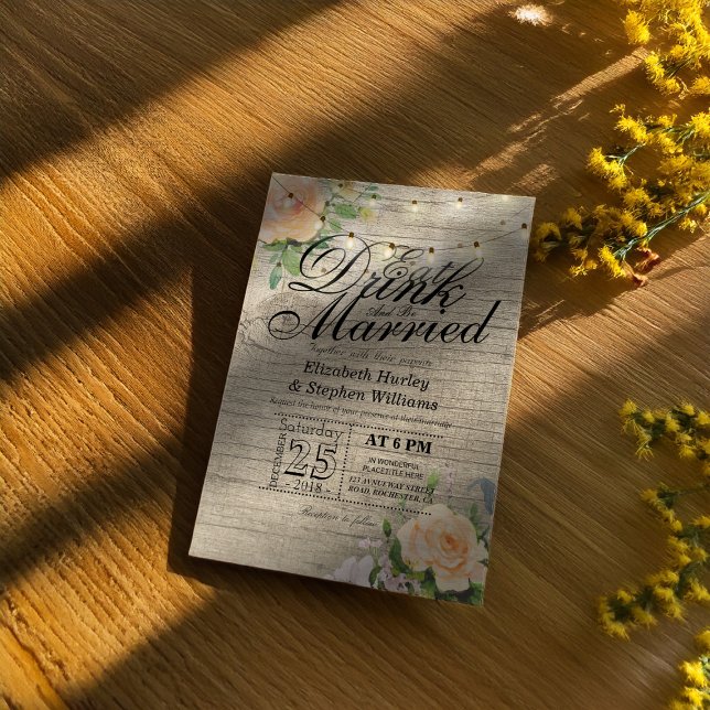 Elegant EAT Drink & Be Married Wedding Invitations (Creator Uploaded)
