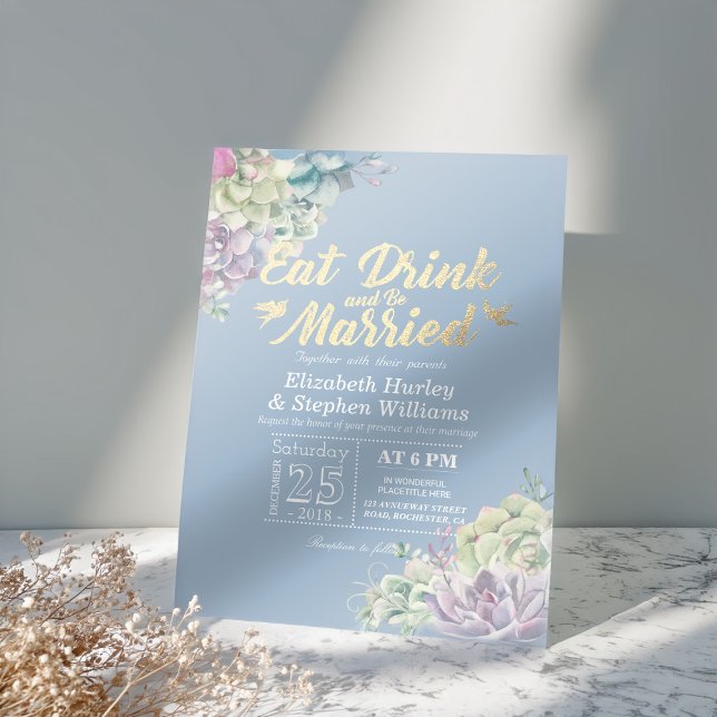 Elegant EAT Drink & Be Married Wedding Invitations (Creator Uploaded)