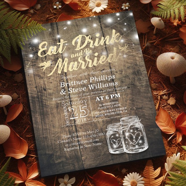 Elegant EAT Drink & Be Married Wedding Invitations (Creator Uploaded)
