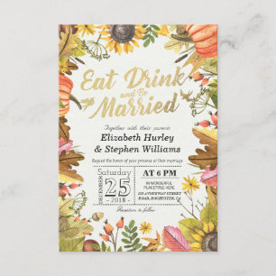 Elegant EAT Drink & Be Married Wedding Invitations