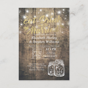 Elegant EAT Drink & Be Married Wedding Invitations