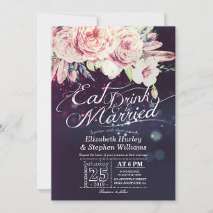 Elegant EAT Drink & Be Married Wedding Invitations