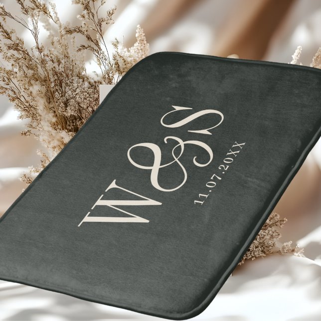 Elegant  ebony initial wedding couples bath mat (Creator Uploaded)
