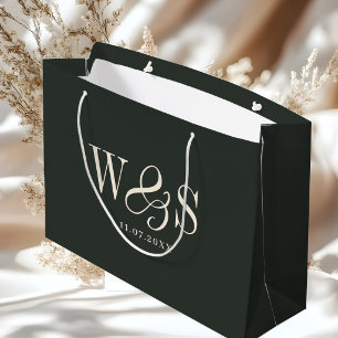 Elegant ebony initial wedding couples large gift bag