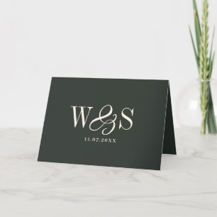 Elegant ebony initial wedding couples thank you card