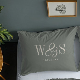 Elegant ebony initial wedding pillowcase