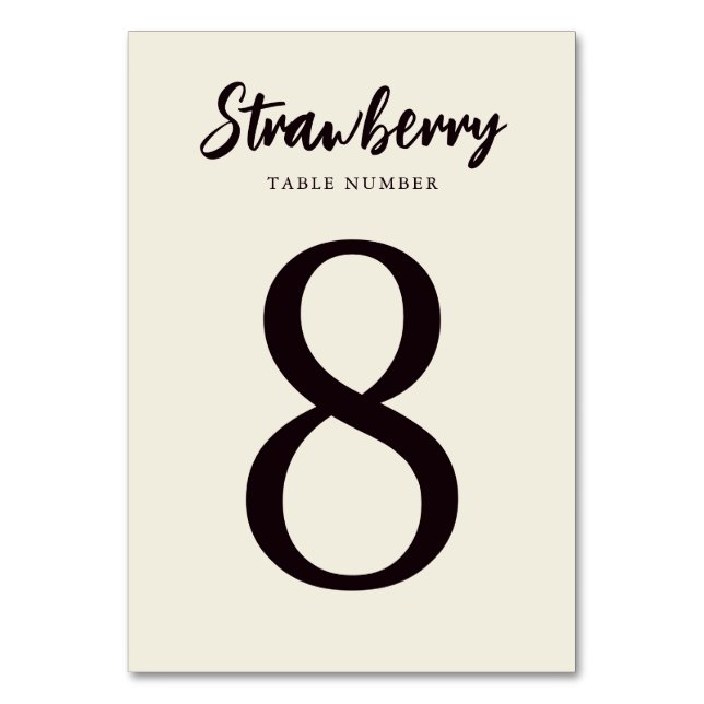 Elegant Ecru White Custom Table Name Wedding Table Number (Back)