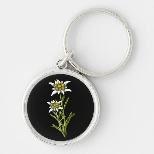 Elegant Edelweiss Flowers Key Chain (Front)