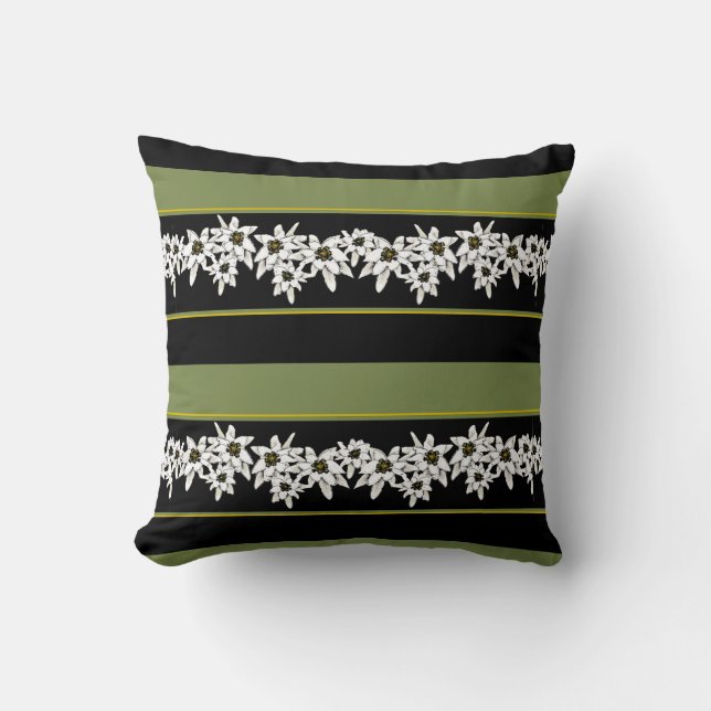 Elegant Edelweiss Striped Pillow (Front)