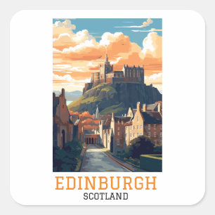 Elegant Edinburgh Scotland Castle Vintage Travel Square Sticker