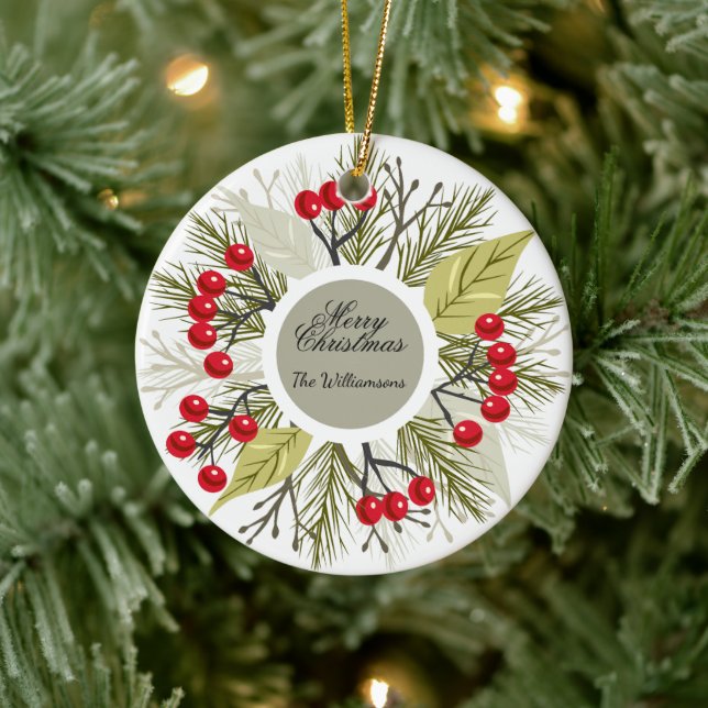 Elegant Editable Christmas/Holiday Ceramic Ornament (Tree)