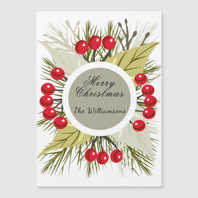 Elegant Editable Christmas/Holiday Magnetic Card (Front)