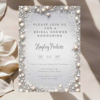 Elegant Editable Diamonds & Pearls Bridal Shower Invitation