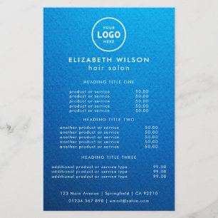 Elegant Editable Hair & Beauty Salon Menu Card