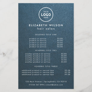 Elegant Editable Hair & Beauty Salon Menu Card
