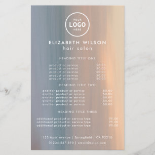 Elegant Editable Hair & Beauty Salon Menu Card