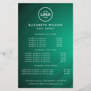 Elegant Editable Hair & Beauty Salon Menu Card