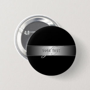 Elegant Editable Monogram Script Writing   Black 6 Cm Round Badge