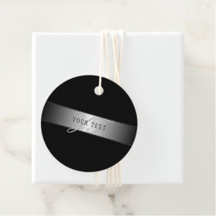 Elegant Editable Monogram Script Writing Black Favour Tags