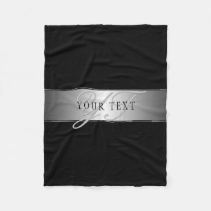 Elegant Editable Monogram Script Writing   Black Fleece Blanket