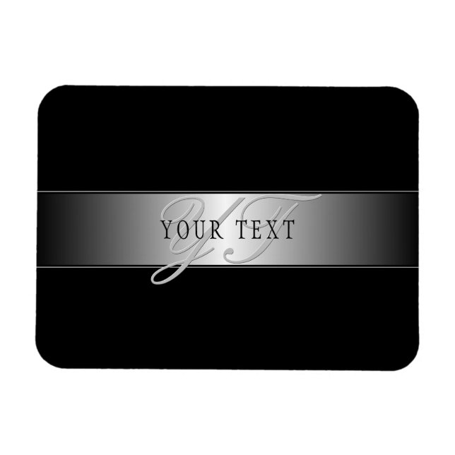 Elegant Editable Monogram Script Writing | Black Magnet (Horizontal)